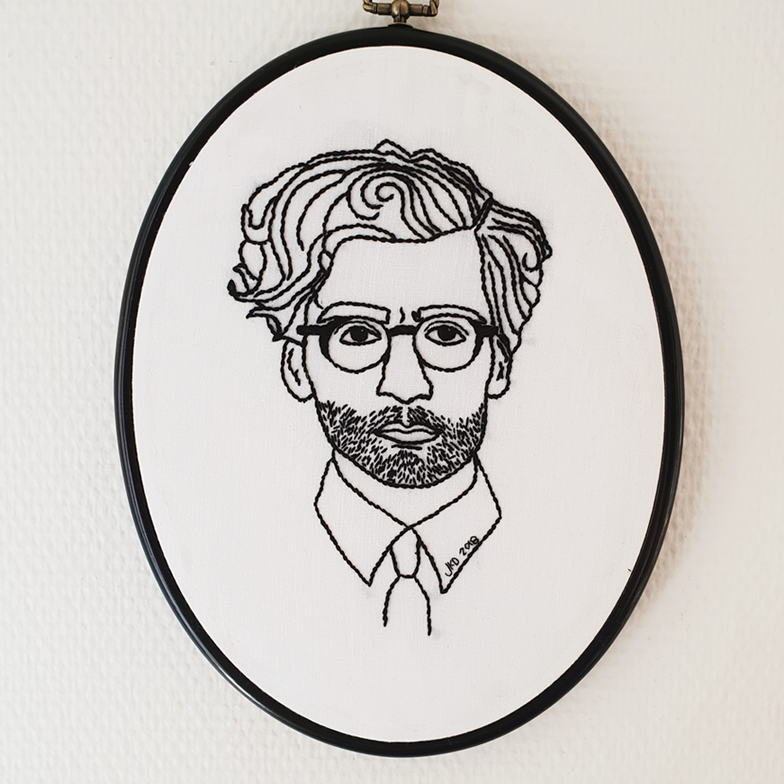 Embroidery portrait of man