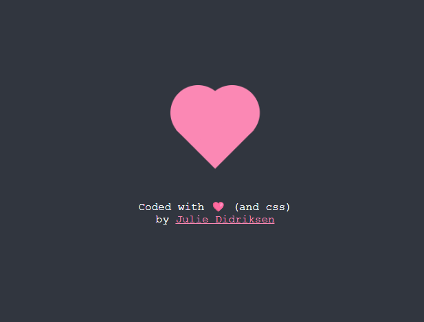 screenshot of a simple pink heart, made with css